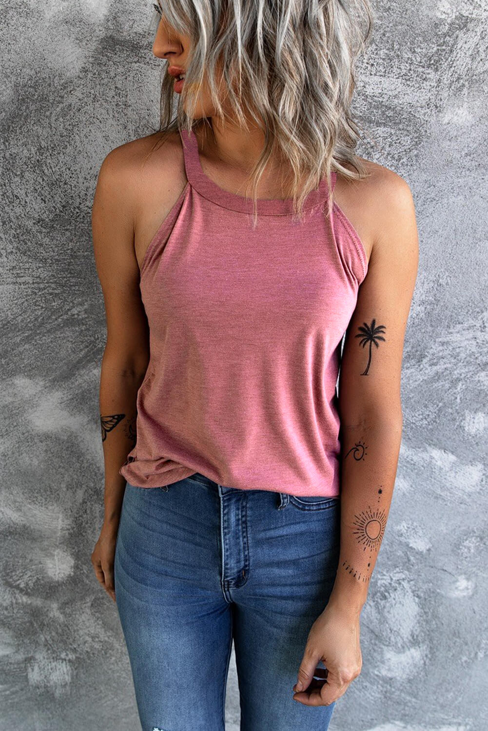 Curved Hem Grecian Tank Top-Angel Casuals