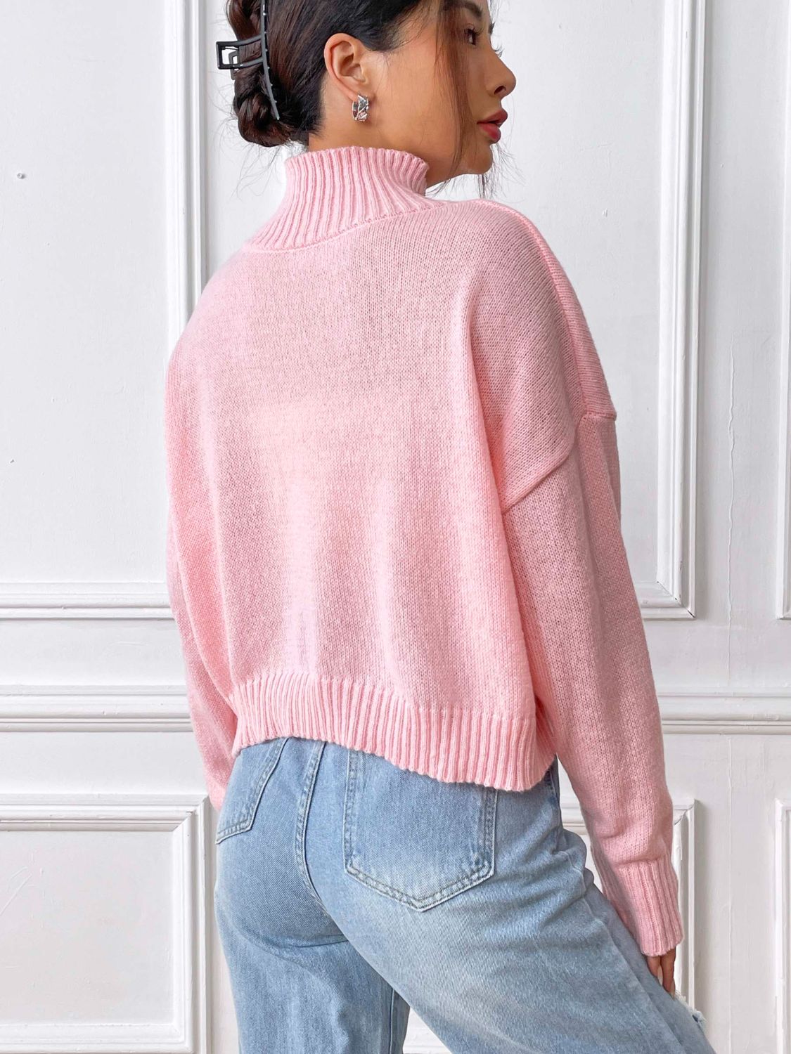 Heart Turtleneck Long Sleeve Sweater-Angel Casuals