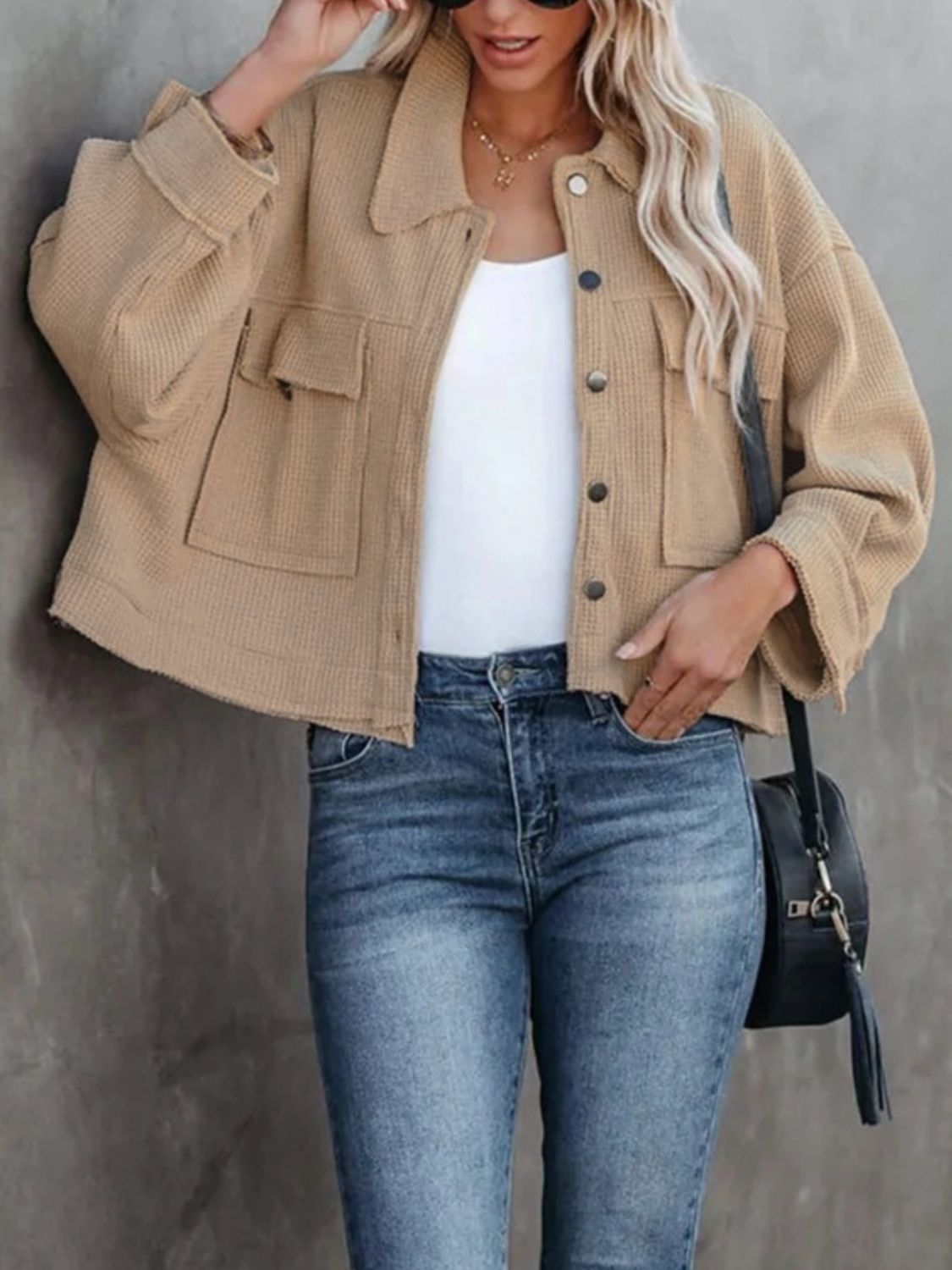Button Up Long Sleeve Jacket-Angel Casuals