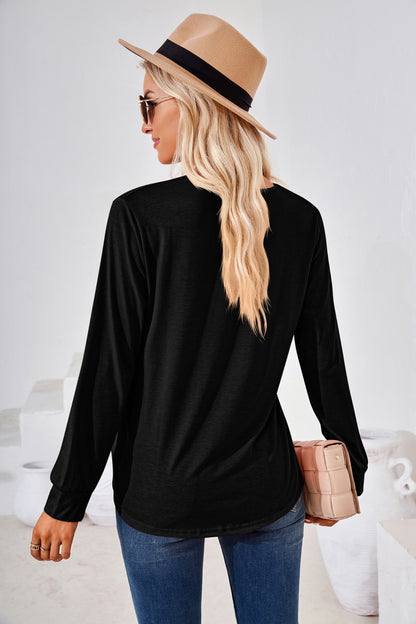 Square Neck Ruched Long Sleeve Blouse-Angel Casuals