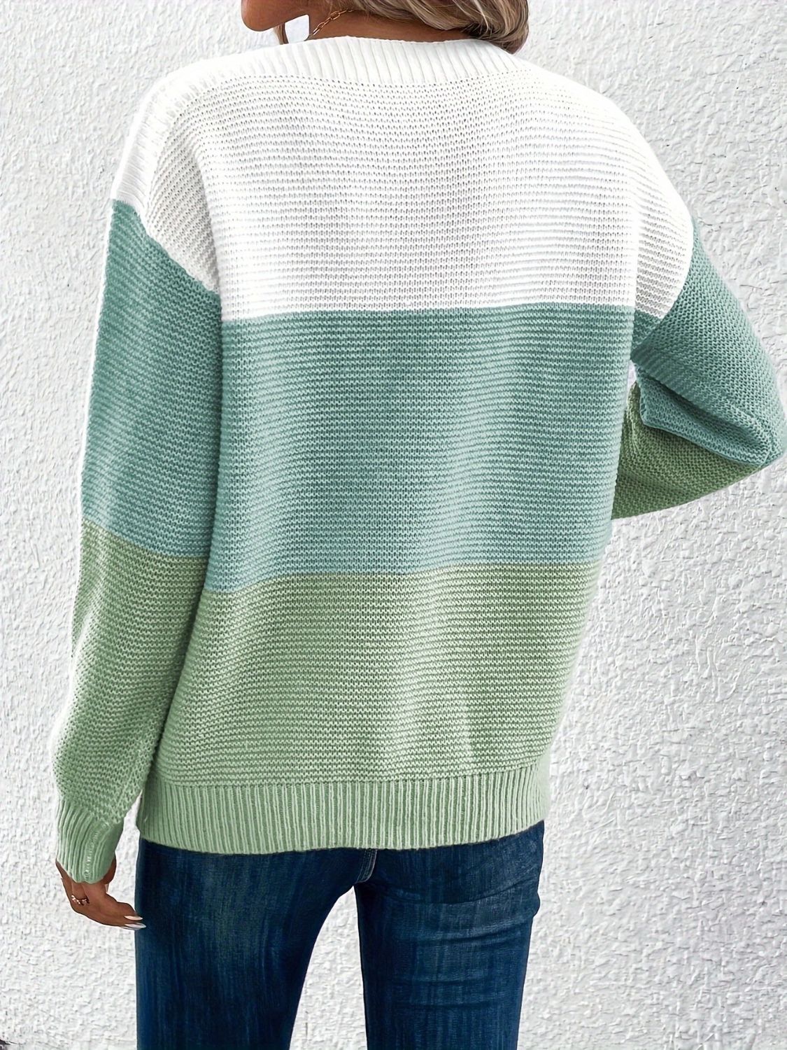 Color Block Boat Neck Sweater-Angel Casuals