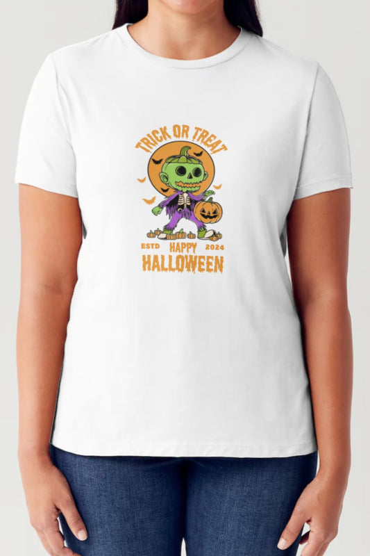 Simply Love Full Size TRICK OR TREAT Round Neck Short Sleeve Tubular T-Shirt-Angel Casuals