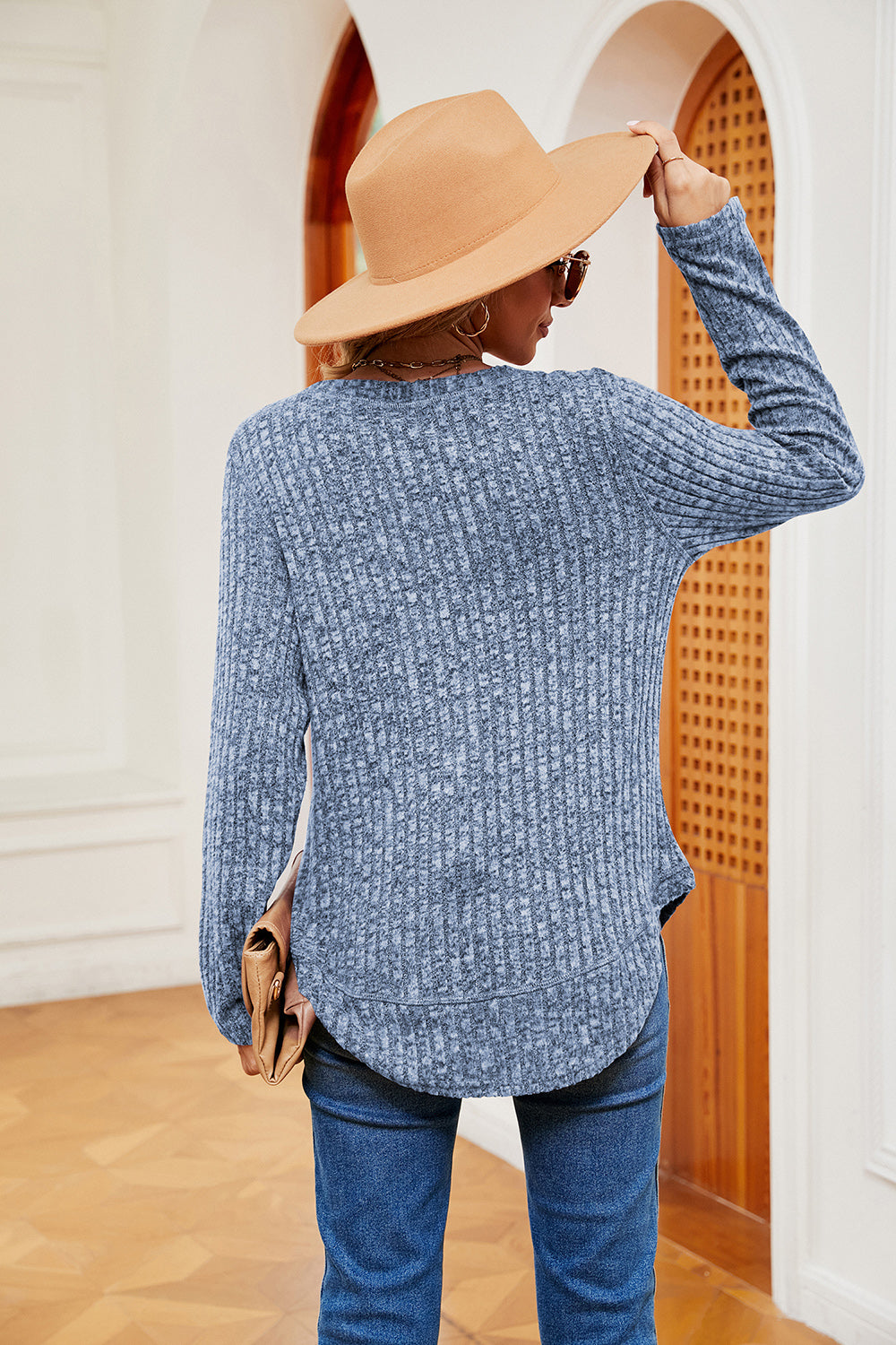 Heathered Round Neck Top-Angel Casuals