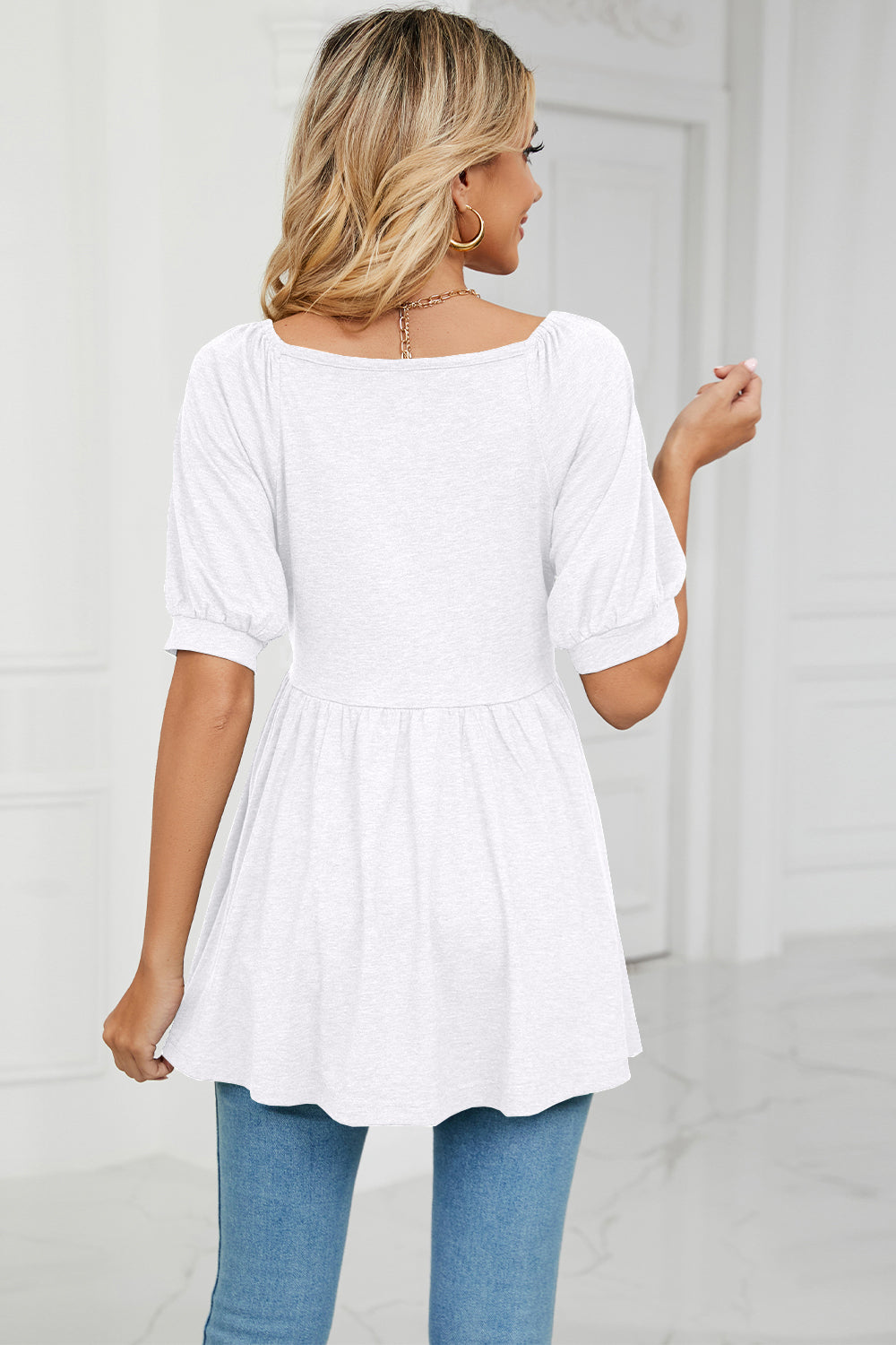 V-Neck Babydoll Top-Angel Casuals