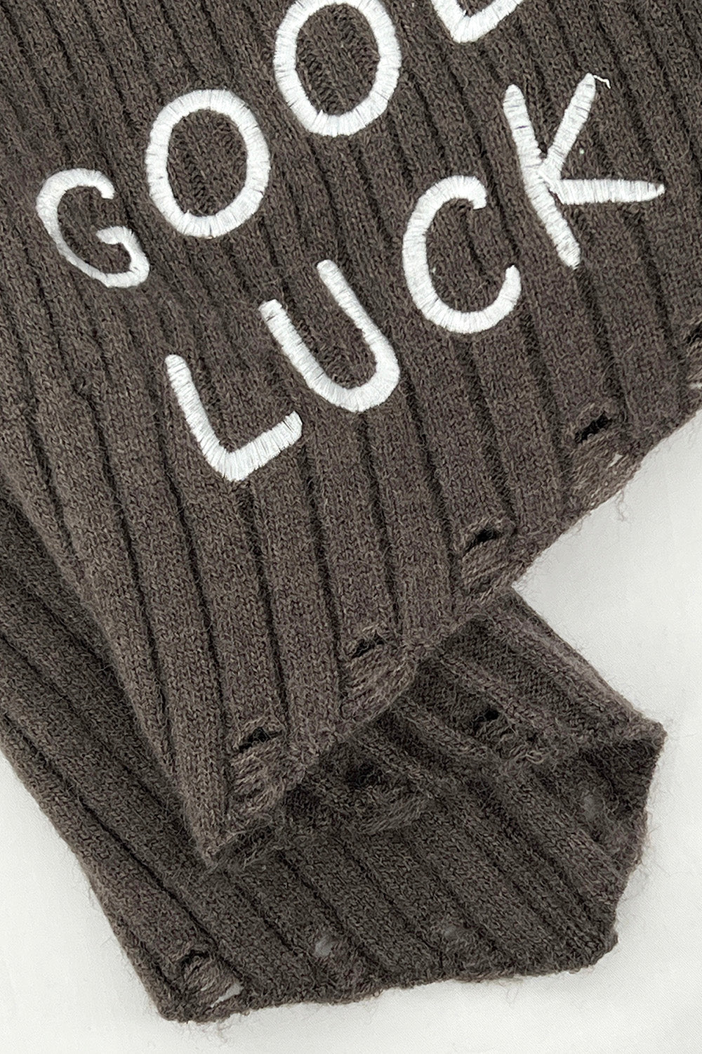 GOOD LUCK Distressed Off-Shoulder Sweater-Angel Casuals