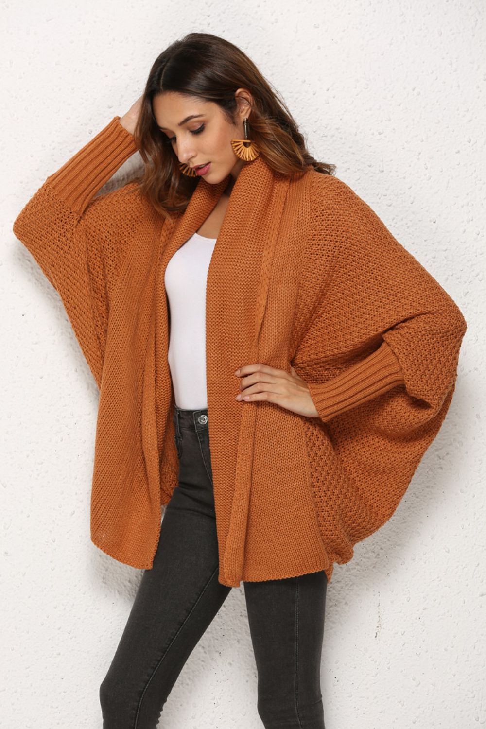 Open Front Dolman Sleeve Longline Cardigan-Angel Casuals