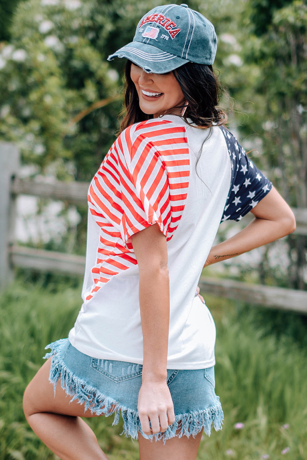 USA V-Neck Short Sleeve T-Shirt-Angel Casuals