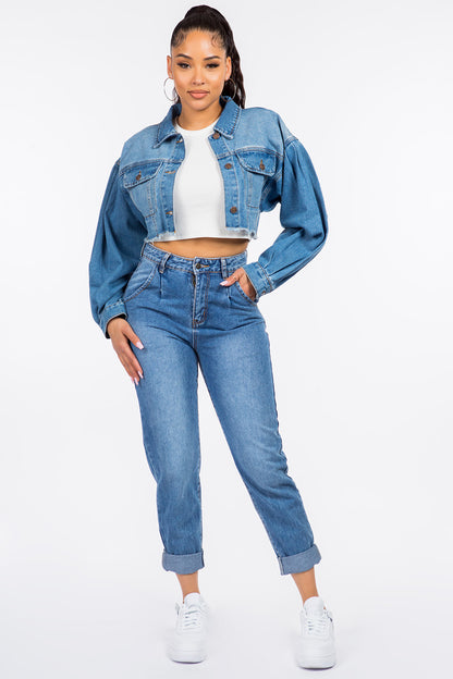 American Bazi High Waist Pleated Waist Mom Jeans-Angel Casuals