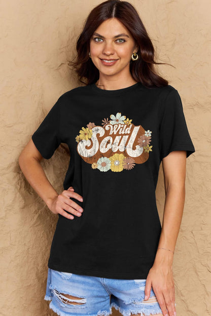 Simply Love Full Size WILD SOUL Graphic Cotton T-Shirt-Angel Casuals