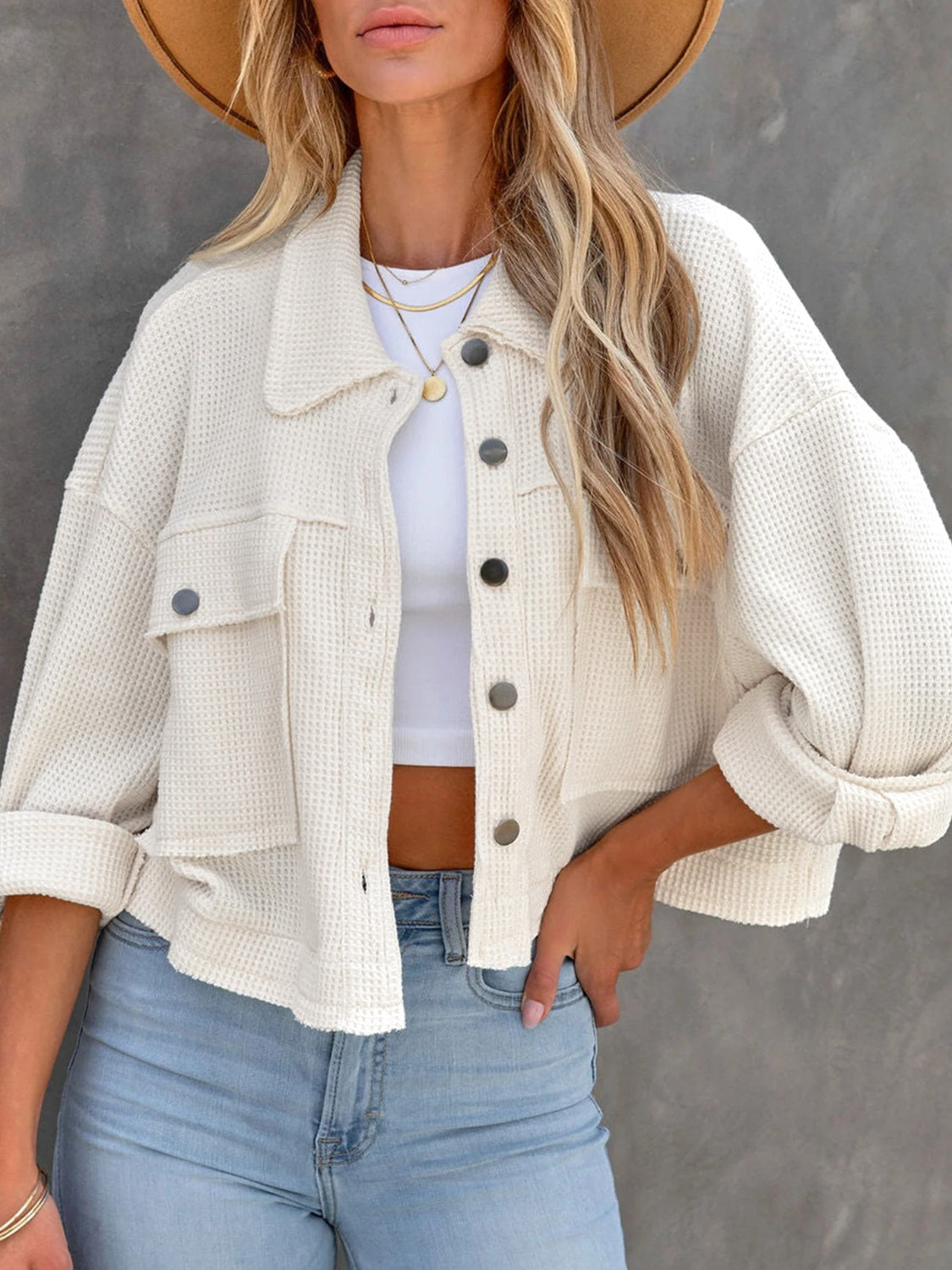 Button Up Long Sleeve Jacket-Angel Casuals