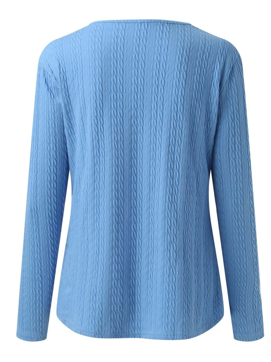 Decorative Button Round Neck Long Sleeve Top-Angel Casuals
