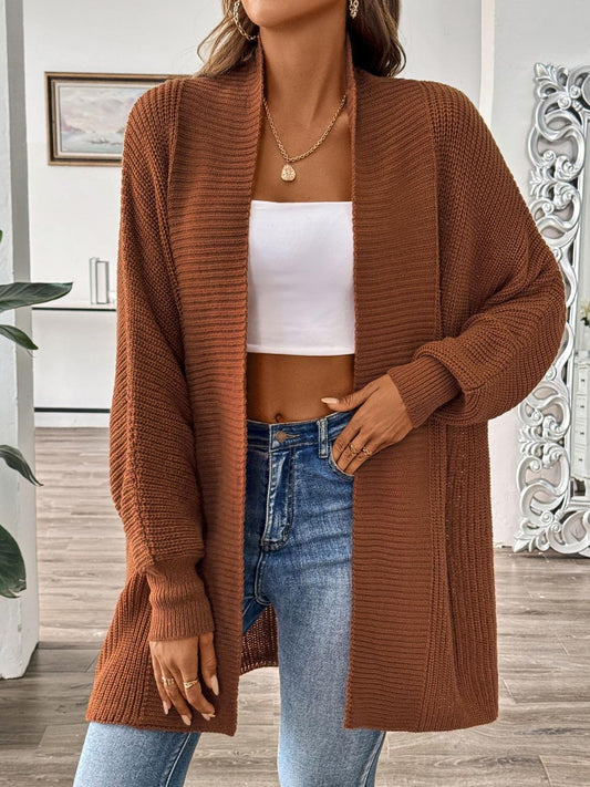 Open Front Long Sleeve Cardigan-Angel Casuals