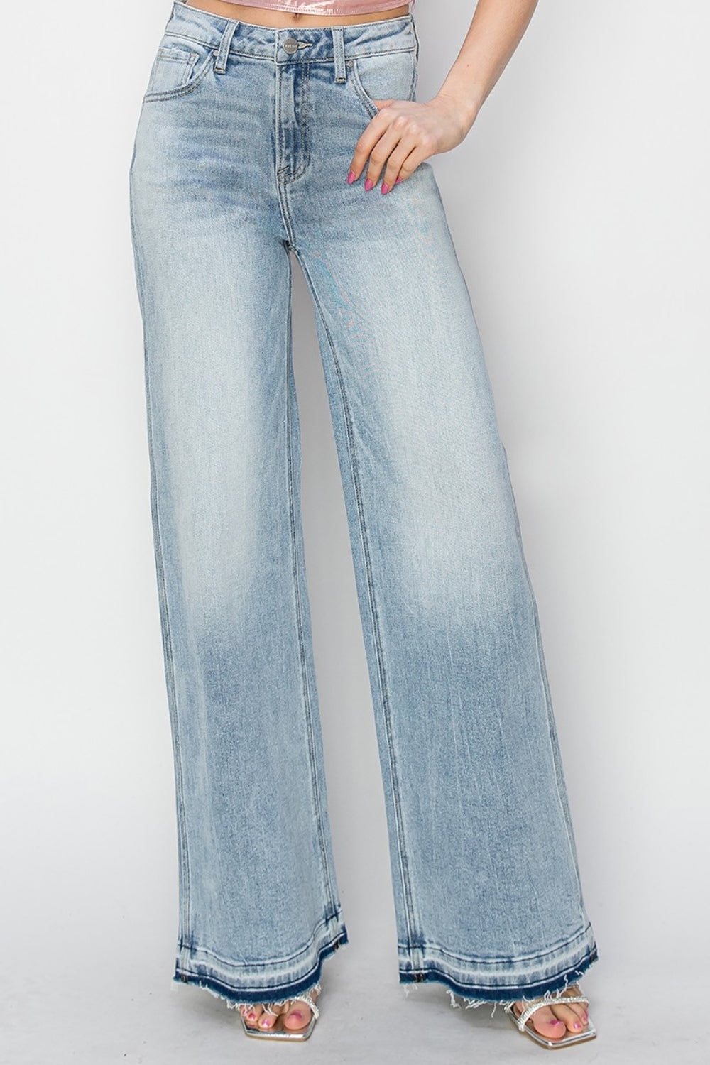 Risen Full Size High Rise Wide Leg Jeans-Angel Casuals