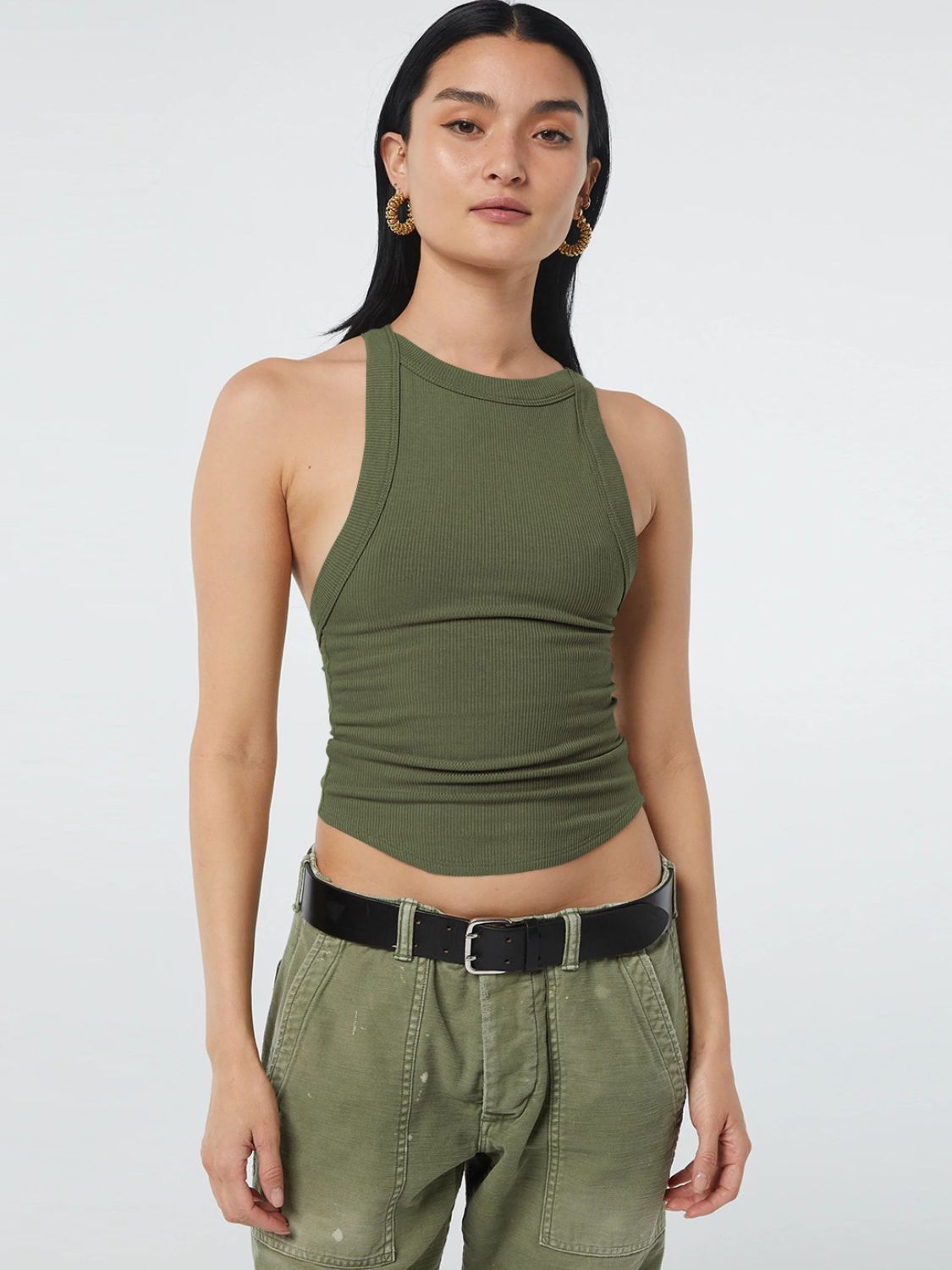 Halter Neck Ribbed Cropped Top-Angel Casuals