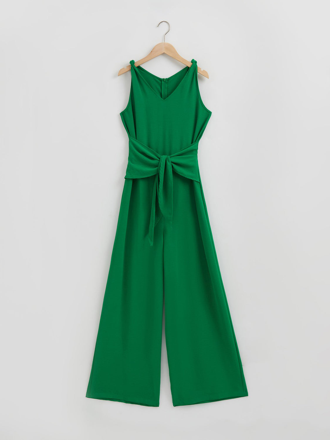 Knot Detail Tie Front Sleeveless Jumpsuit-Angel Casuals