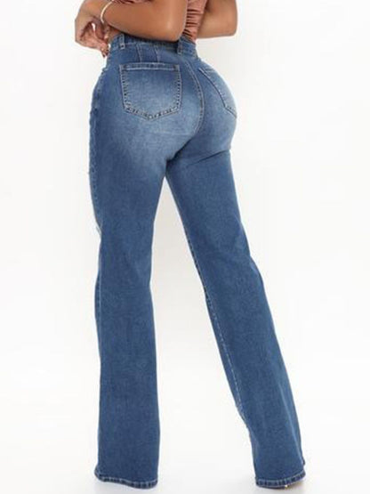 Raw Hem High Waist Jeans-Angel Casuals