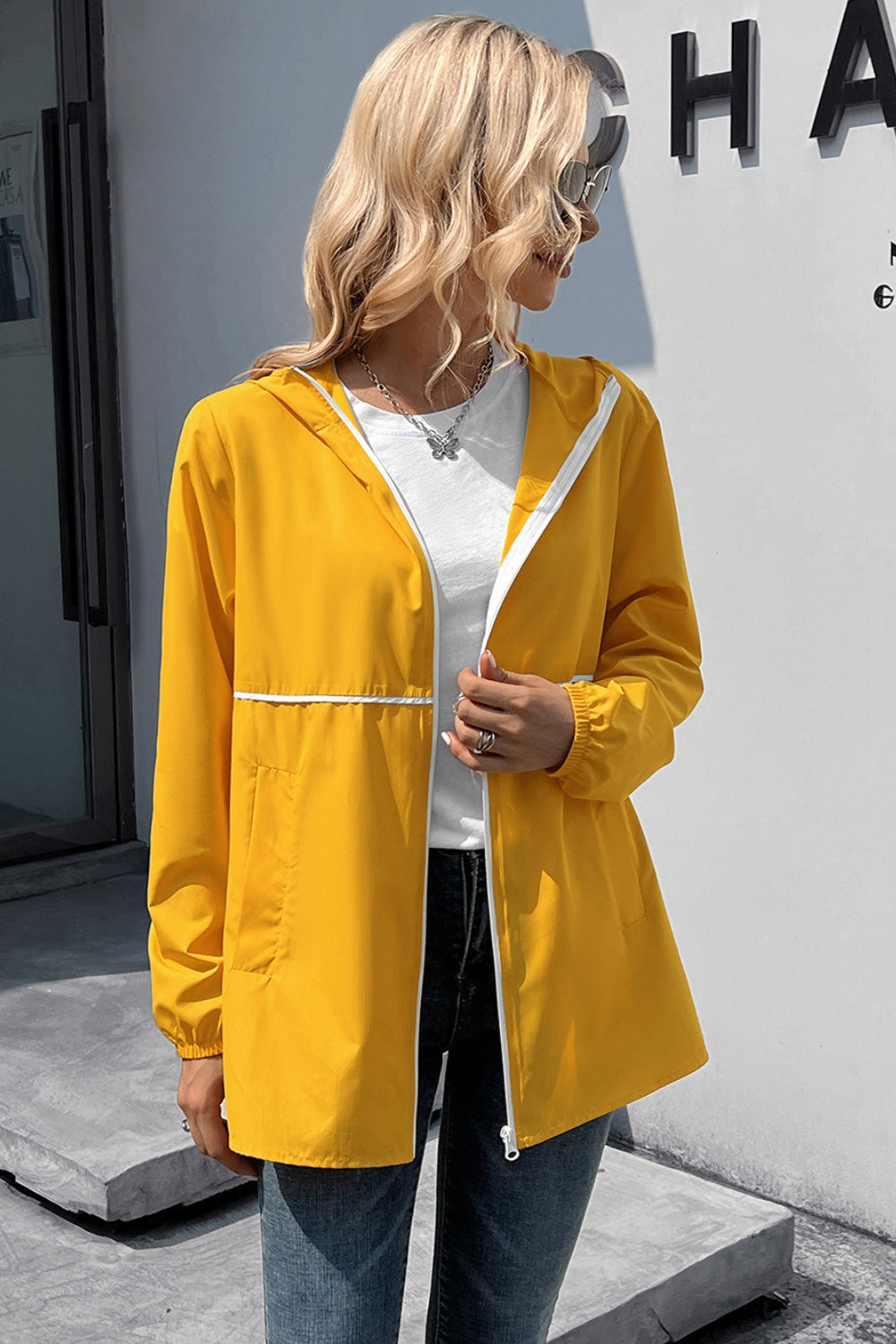 Ivy Lane Zip Up Long Sleeve Hooded Watertight Jacket-Angel Casuals