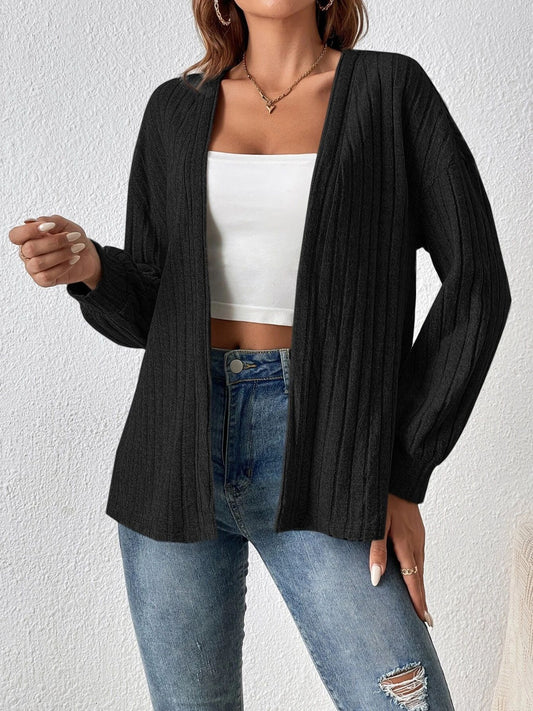 Open Front Long Sleeve Cardigan-Angel Casuals