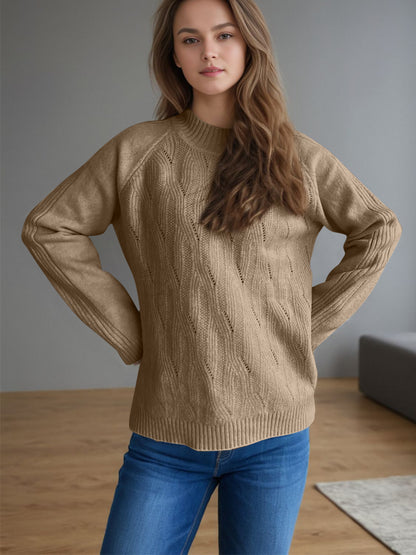 Mock Neck Long Sleeve Sweater-Angel Casuals