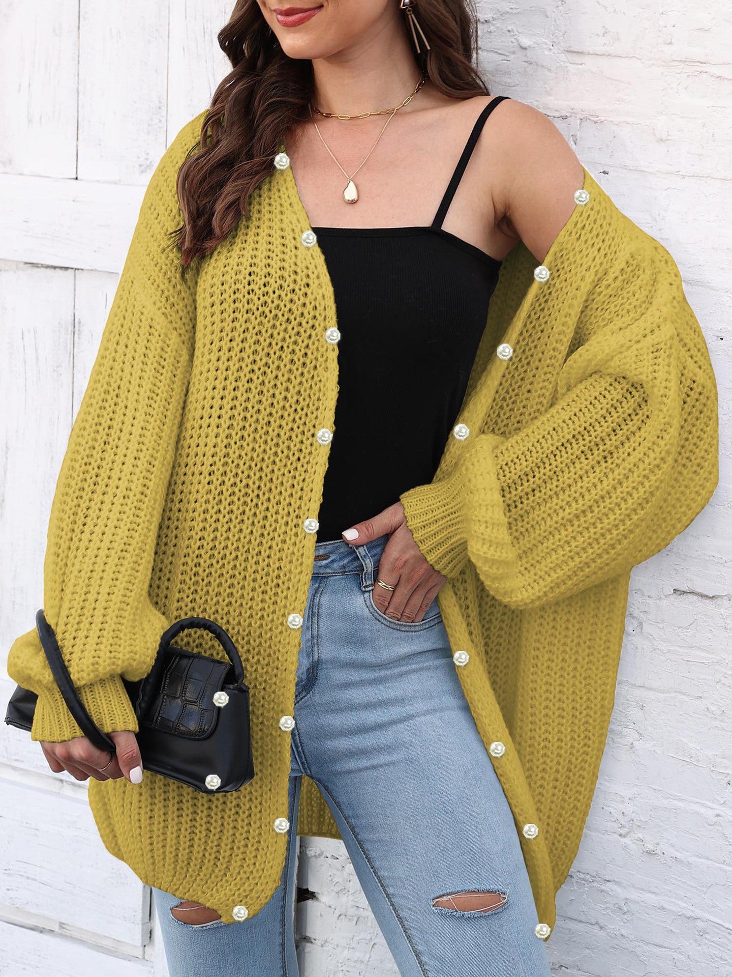 Open Front Long Sleeve Cardigan-Angel Casuals