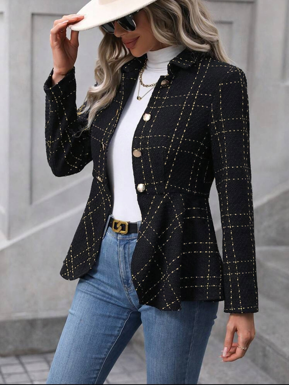 Ruffle Hem Collared Blazer-Angel Casuals