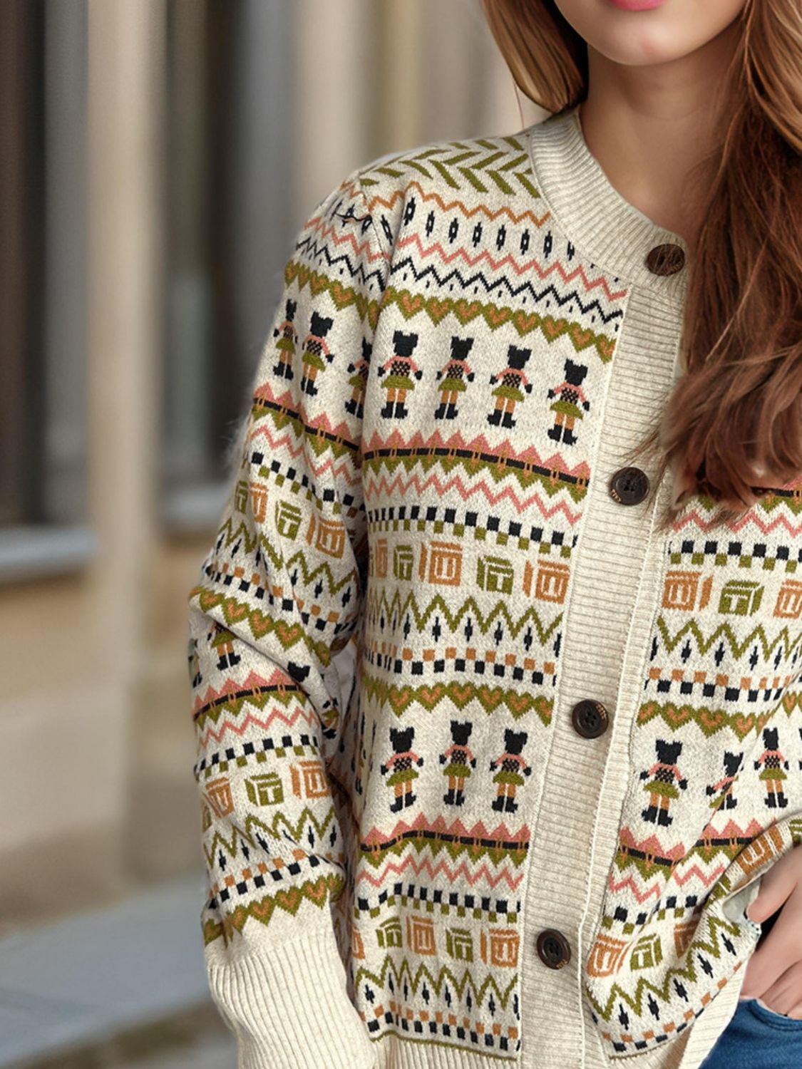 Graphic Button Down Long Sleeve Cardigan-Angel Casuals