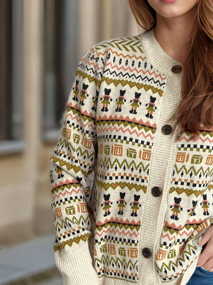 Graphic Button Down Long Sleeve Cardigan-Angel Casuals