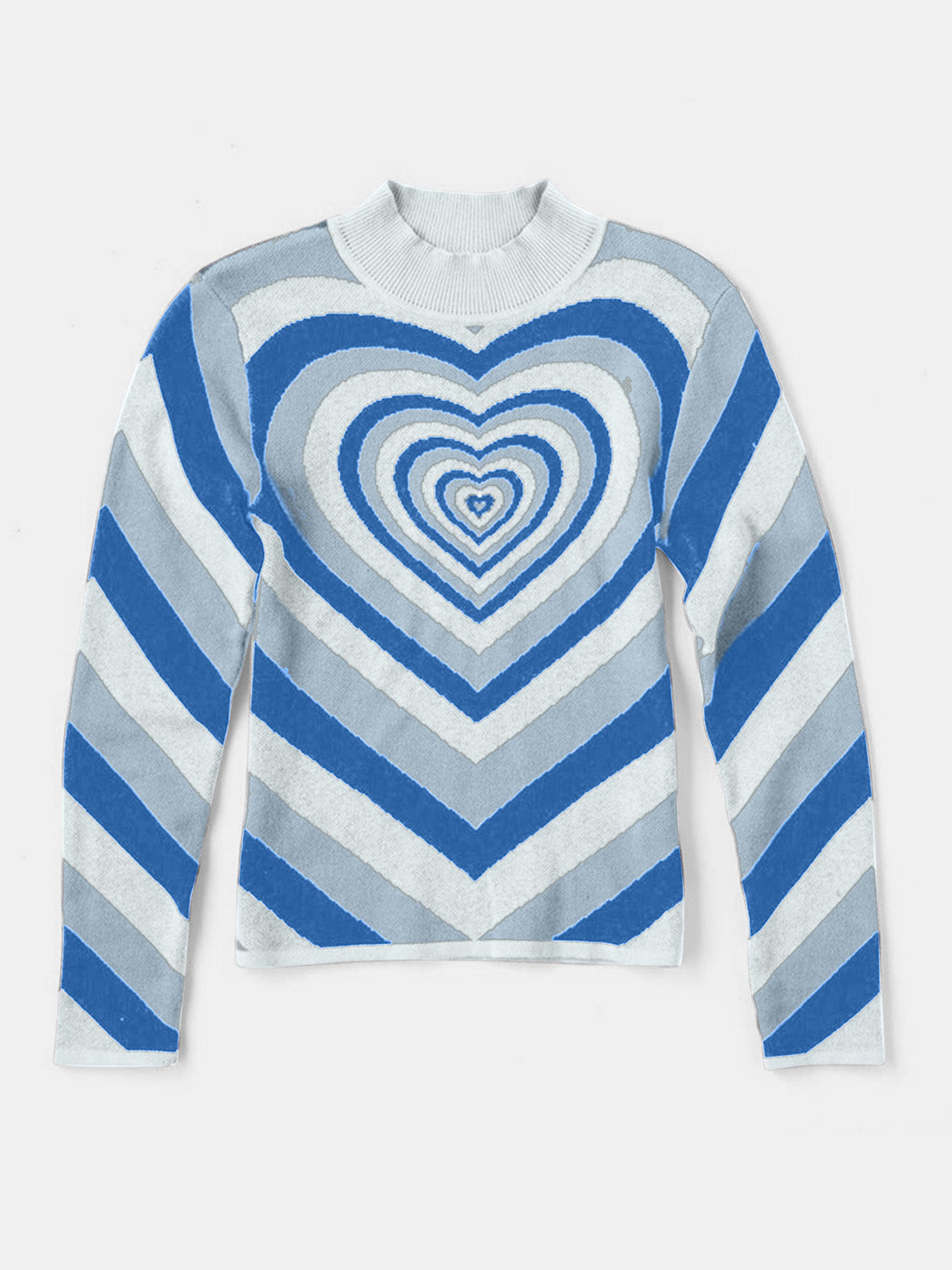 Heart Mock Neck Long Sleeve Sweater-Angel Casuals