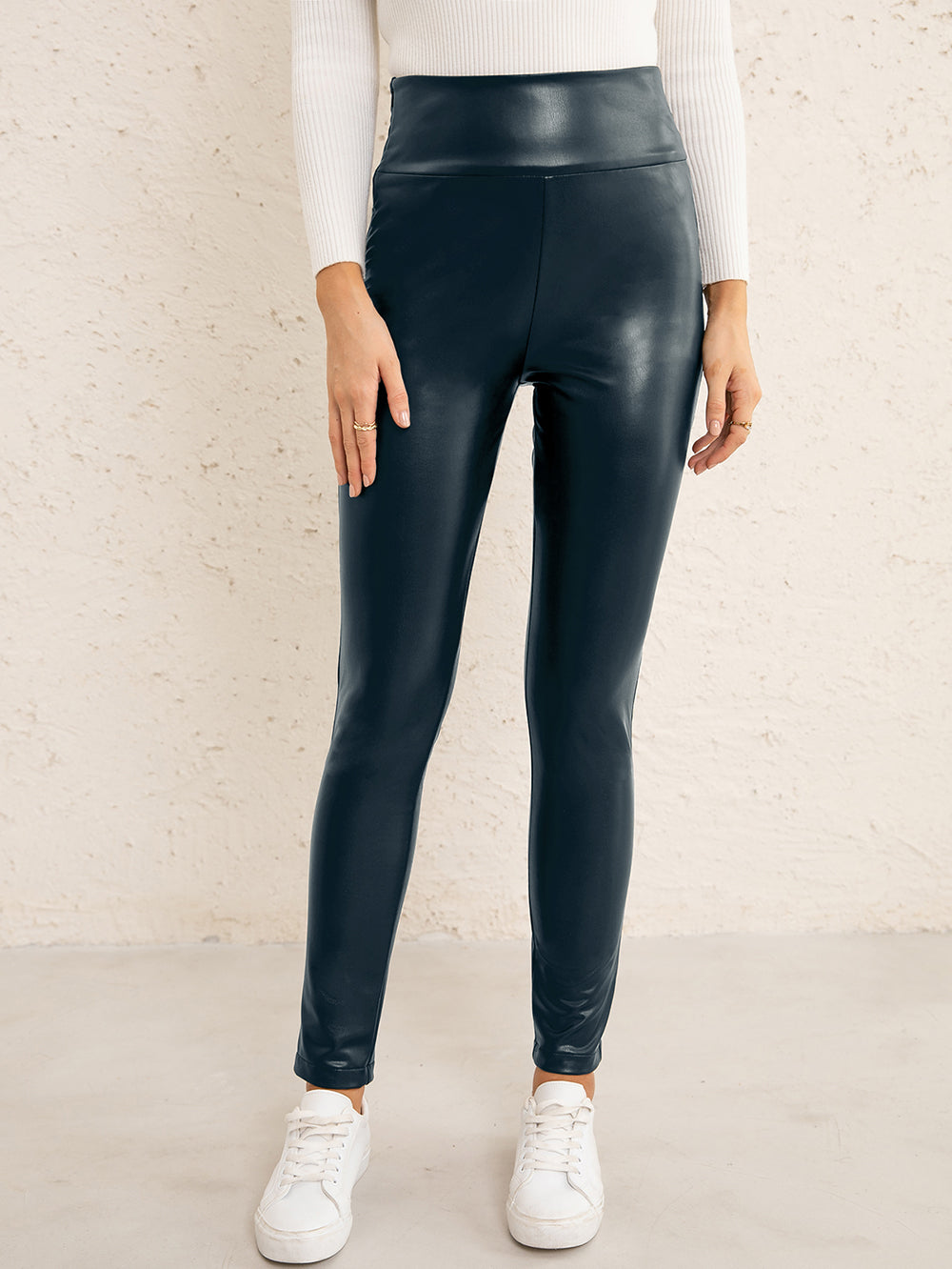 PU High Waist Straight Pants-Angel Casuals