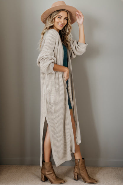 Open Front Side Slit Cardigan-Angel Casuals