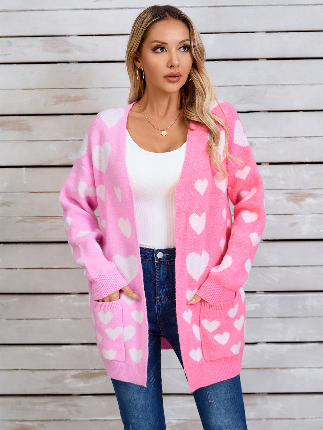Angel Wings Heart Open Front Long Sleeve Cardigan-Angel Casuals