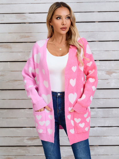 Angel Wings Heart Open Front Long Sleeve Cardigan-Angel Casuals