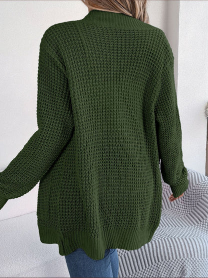 Open Front Long Sleeve Cardigan with Pockets-Angel Casuals