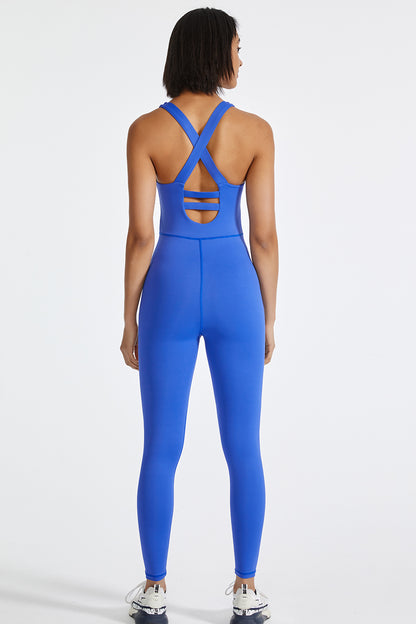 Crisscross Back Wide Strap Active Jumpsuit-Angel Casuals