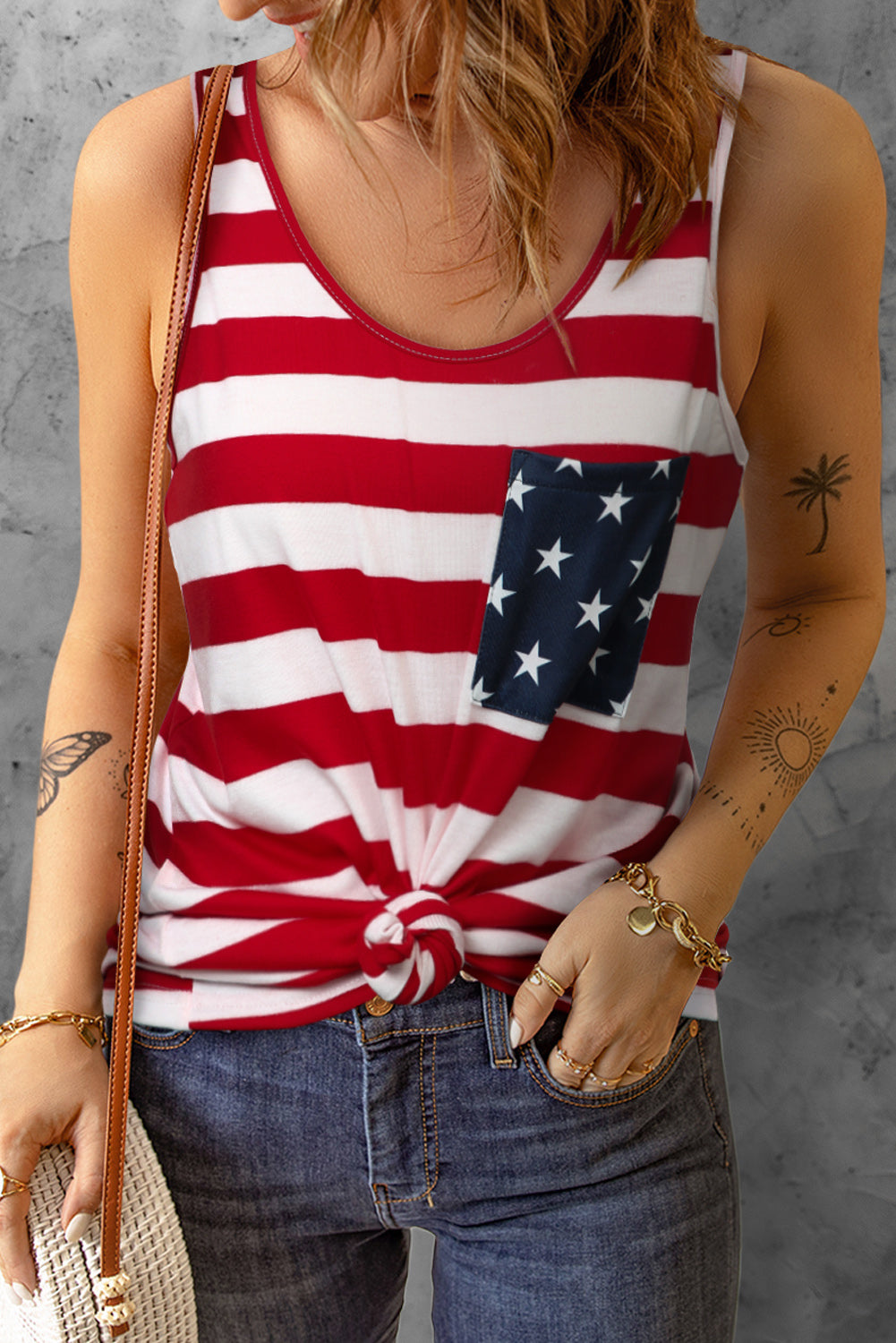 Star and Stripe Scoop Neck Tank-Angel Casuals