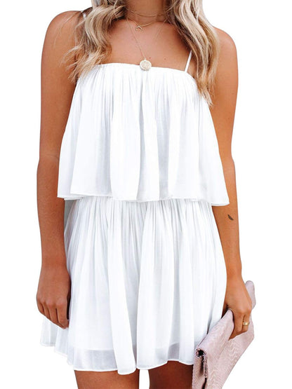 Ruched Spaghetti Strap Romper-Angel Casuals