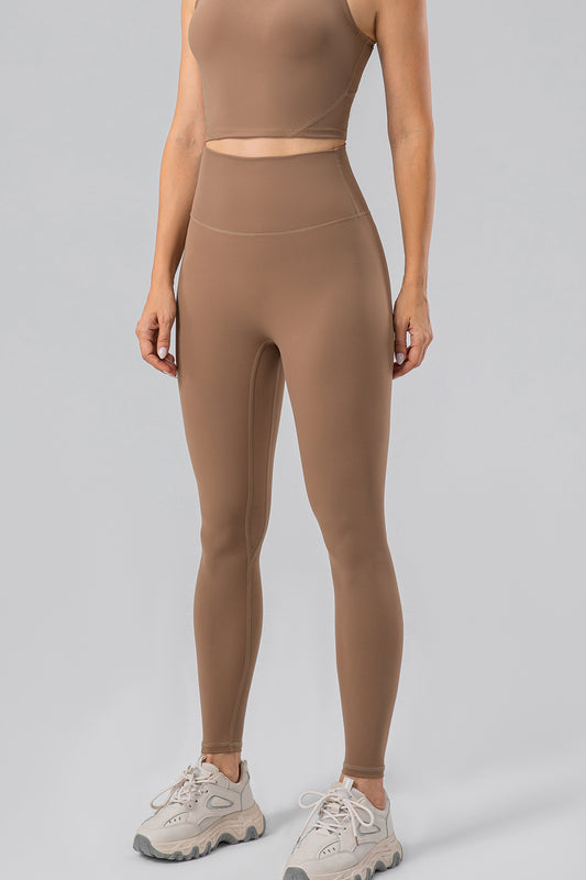 High Waist Wide Waistband Active Leggings-Angel Casuals