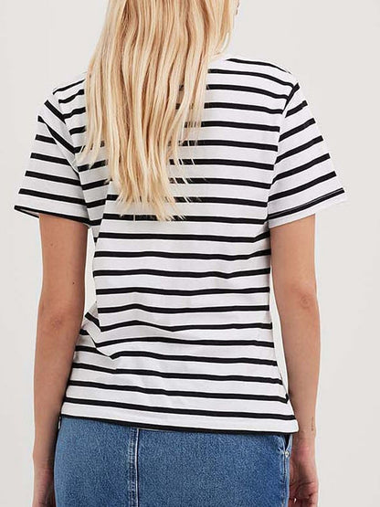 Striped Short Sleeve T-Shirt-Angel Casuals