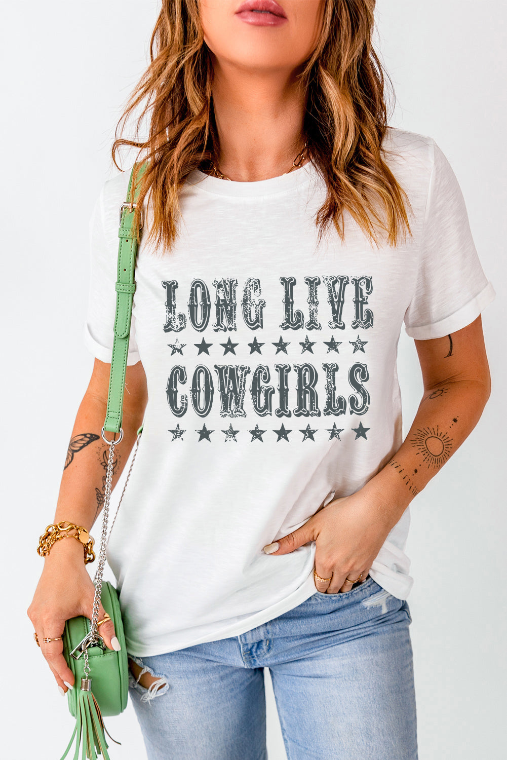 Letter Graphic Round Neck Short Sleeve T-Shirt-Angel Casuals