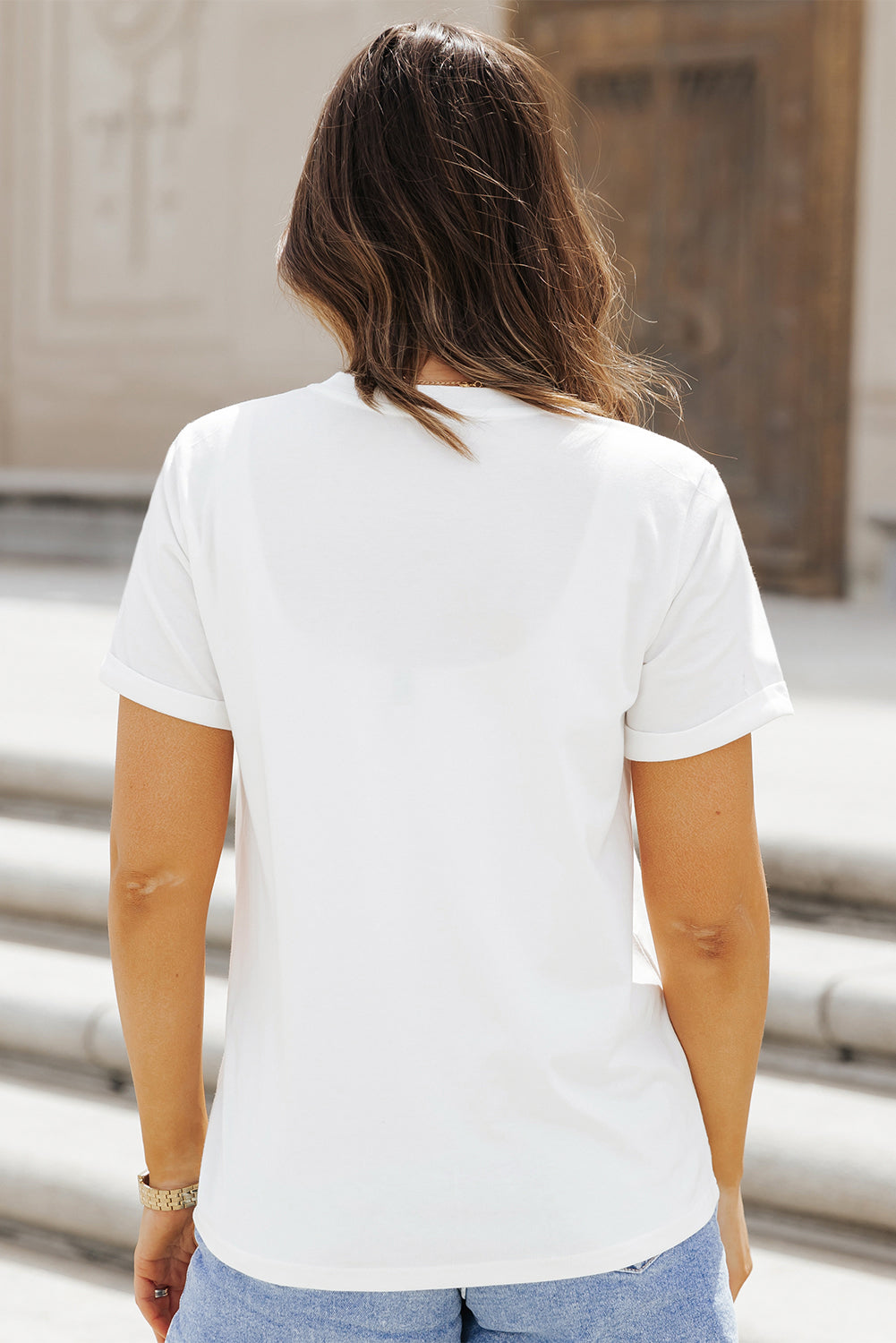 Sequin Leopard Round Neck Short Sleeve T-Shirt-Angel Casuals