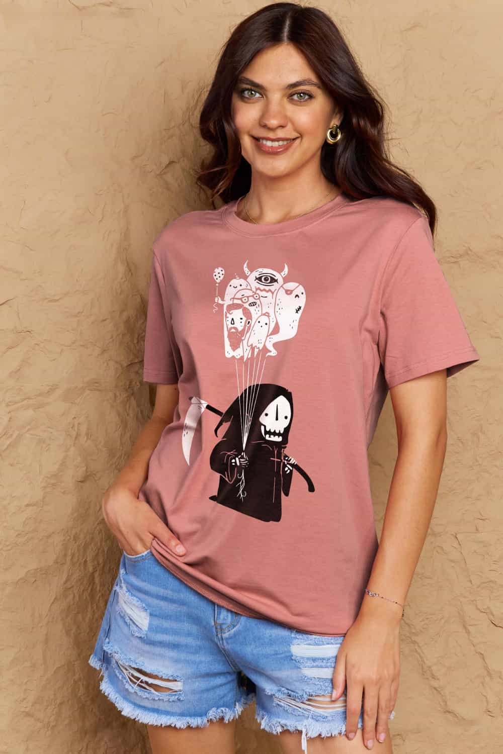 Simply Love Full Size Death Graphic T-Shirt-Angel Casuals