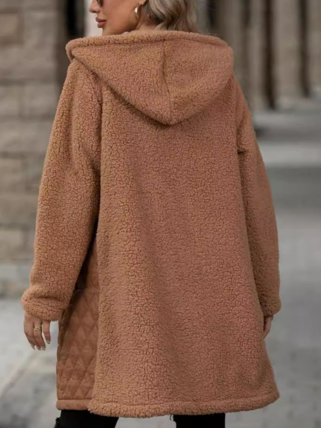 Texture Zip Up Long Sleeve Hooded Coat-Angel Casuals