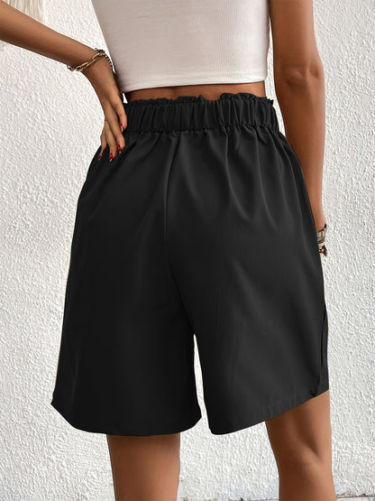 Pocketed Half Elastic Waist Shorts-Angel Casuals