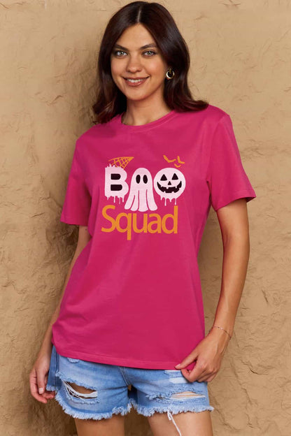 Simply Love Full Size BOO SQUAD Graphic Cotton T-Shirt-Angel Casuals