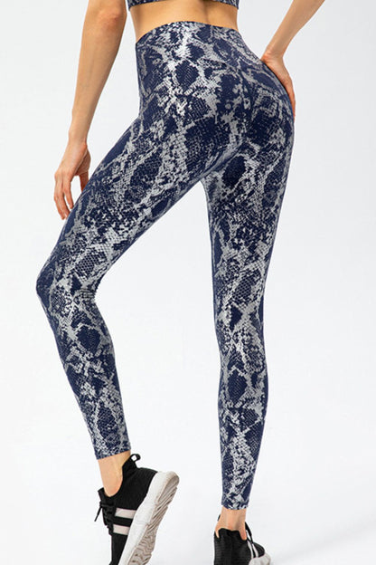 Animal Print Slim Fit Wide Waistband Long Sports Pants-Angel Casuals