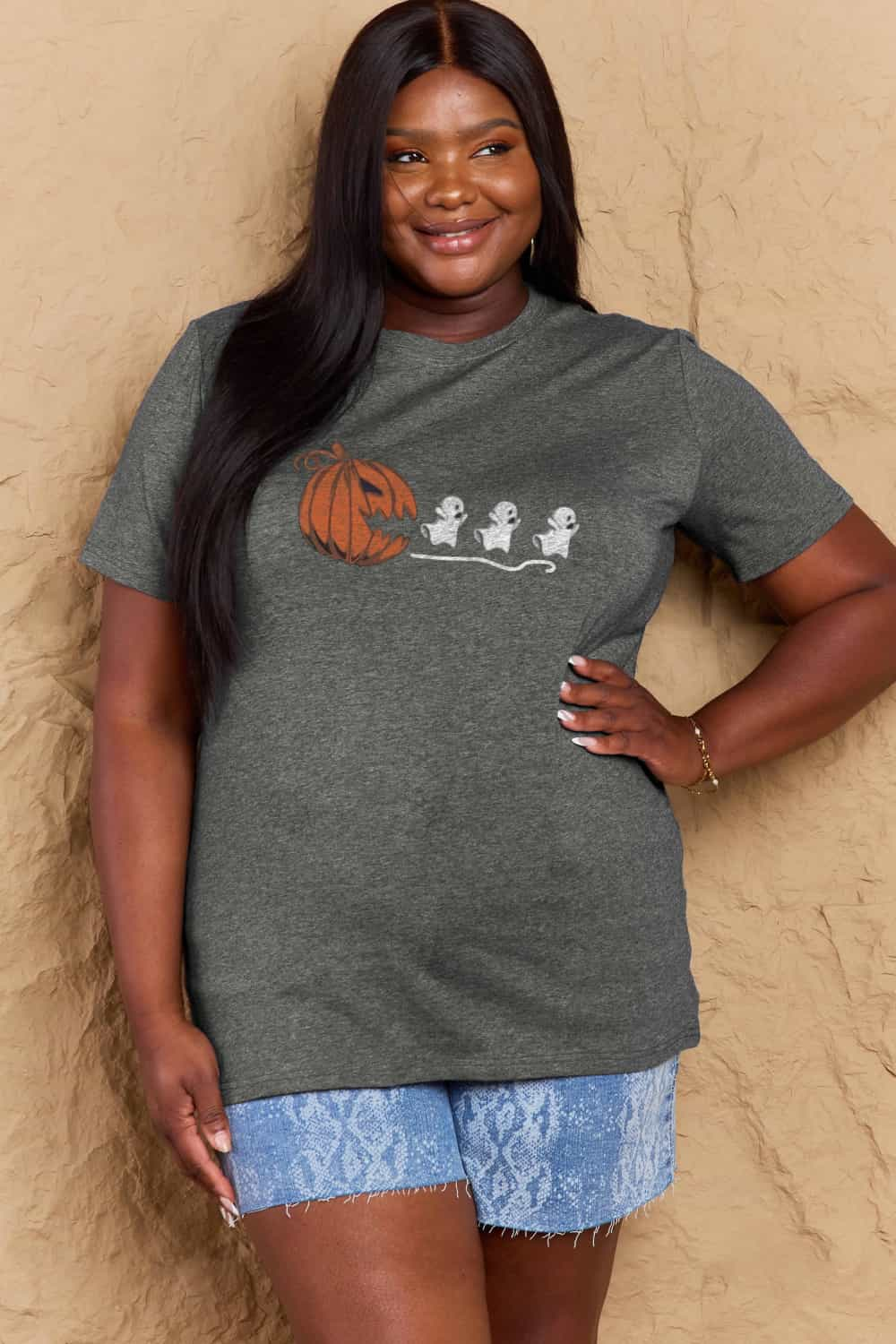 Simply Love Full Size Jack-O'-Lantern Graphic Cotton T-Shirt-Angel Casuals