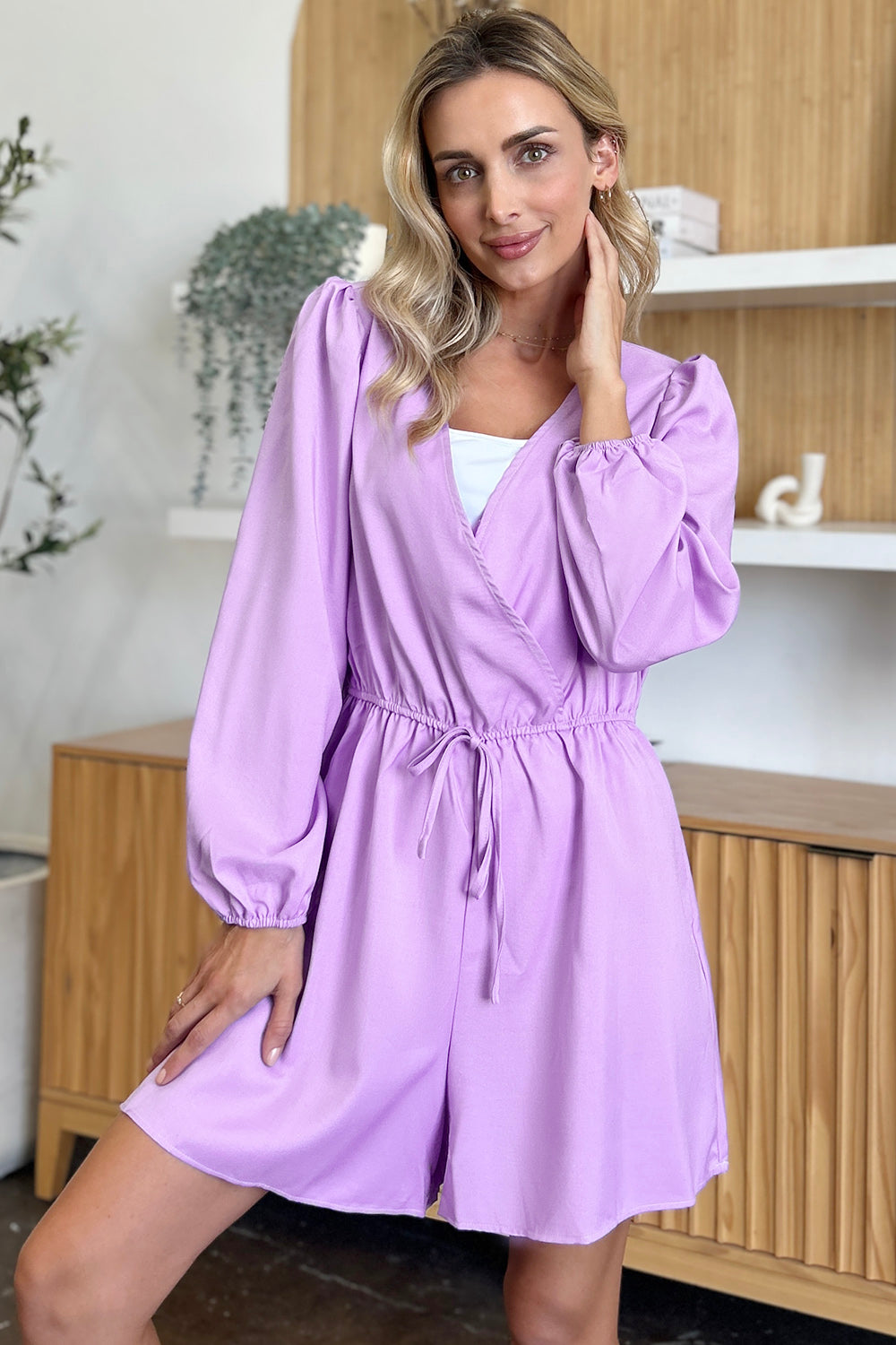 Double Take Full Size Drawstring Long Sleeve Romper-Angel Casuals