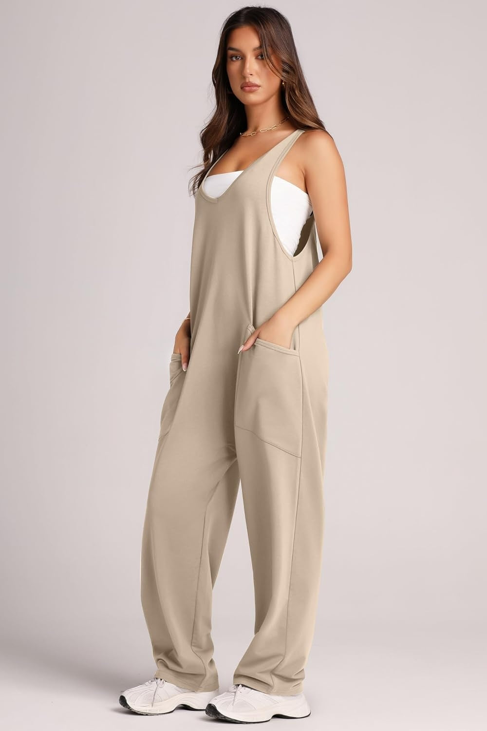 Wide Strap Jumpsuit with Pockets-Angel Casuals