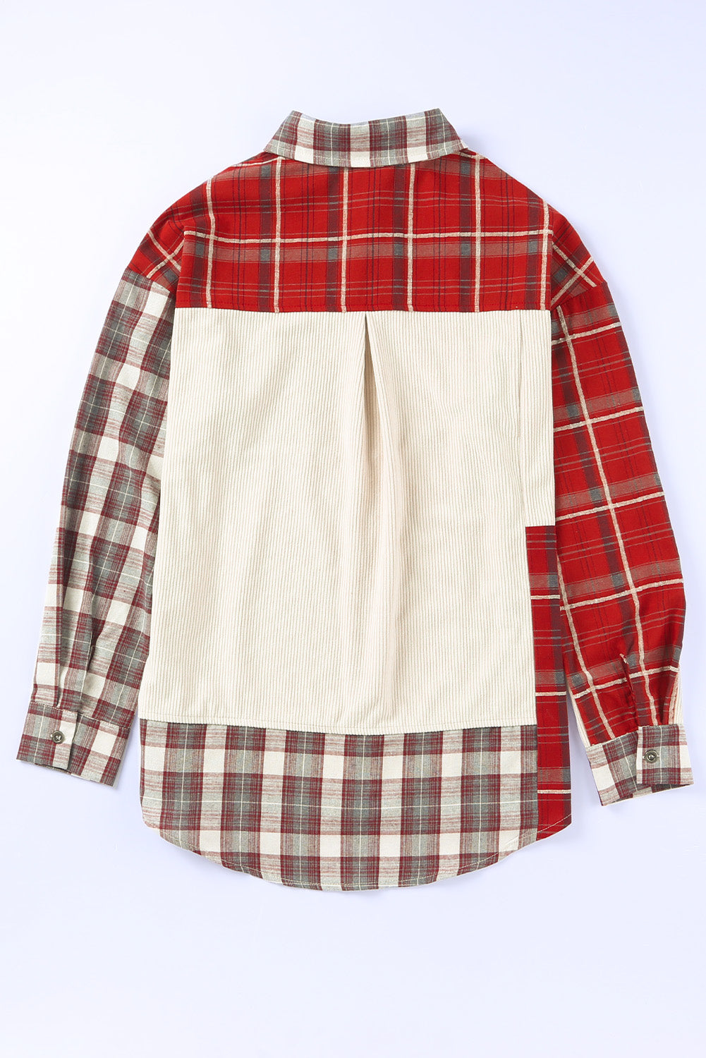 Plaid Patchwork Collared Neck Shacket-Angel Casuals