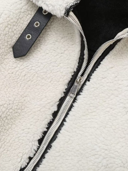 Zip Up Long Sleeve Sherpa Jacket-Angel Casuals